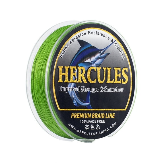 HERCULES Braided Fishing Line, Not Fade, 328 Yards PE Lines, 4 Strands Multifilament Fish Line, 10lb Test for Saltwater and Freshwater, Abrasion Resistant, Fluorescent Green, 10lb, 300m