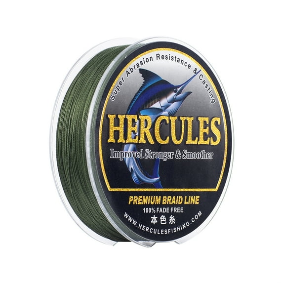 HERCULES Braided Fishing Line, Not Fade, 328 Yards PE Lines, 4 Strands Multifilament Fish Line, 50lb Test for Saltwater and Freshwater, Abrasion Resistant, Green, 50lb, 300m