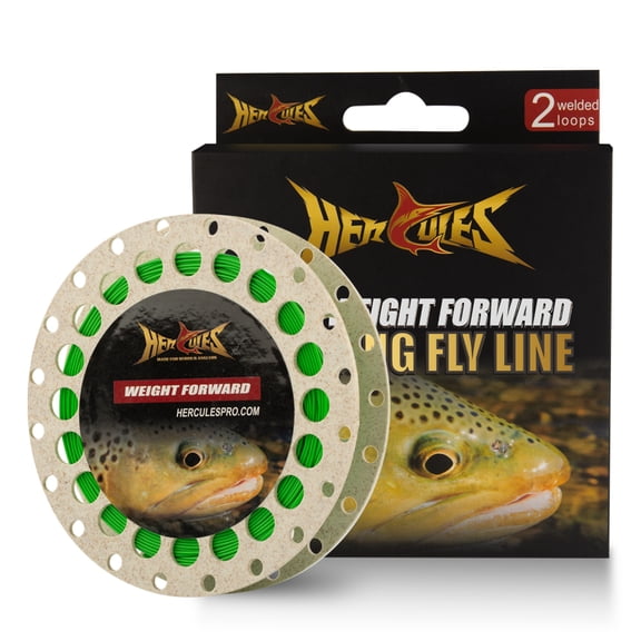 HERCULES Fly Fishing Line Floating Weight Forward Fly Line with Double Welded Loop, Grass Green, WF4F 90FT