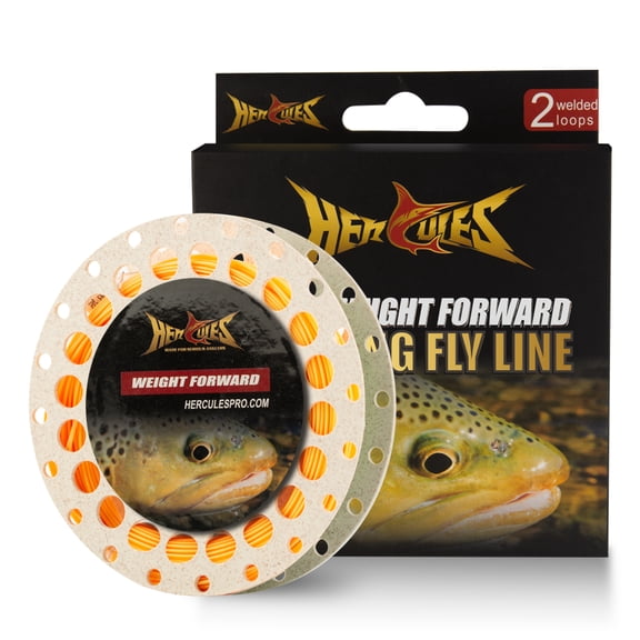 HERCULES Fly Fishing Line Floating Weight Forward Fly Line with Double Welded Loop, Orange, WF6F 100FT
