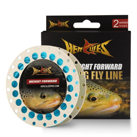 HERCULES Fly Fishing Line Floating Weight Forward Fly Line with Double Welded Loop, Teal Blue, WF5F 100FT