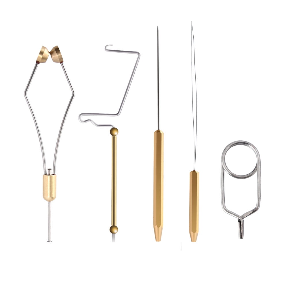 HERCULES Fly Tying Tools, Fly Tying Kit with Bobbin Thread Holder, Wire Threader, Knot Whip Finisher, Hackle Plier, Bodkin, Fly Fishing Lure Making Accessories (5pcs Fly Tying Tools)