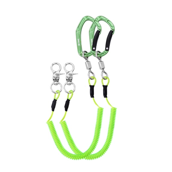 HERCULES M4 Heavy Duty Fishing Lanyard, Coiled Lanyard for Fishing, Rods, Pliers, Boating, Paddles, Kayak (Pack of 2 Green, 5.9")