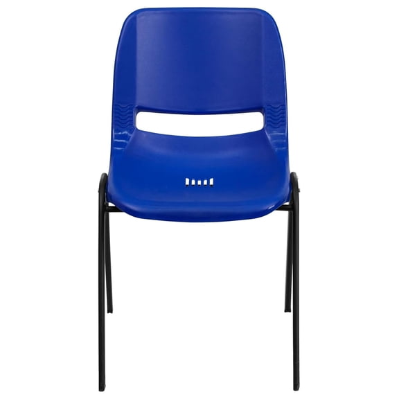 HERCULES Series 440 lb. Capacity Kid's Navy Ergonomic Shell Stack Chair with Black Frame and 14" Seat Height