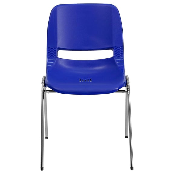 HERCULES Series 661 lb. Capacity Navy Ergonomic Shell Stack Chair with Frame and 16'' Seat Height