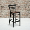 thumbnail image 1 of HERCULES Series Black Two-Slat Ladder Back Metal Restaurant Barstool - Cherry Wood Seat, 1 of 7