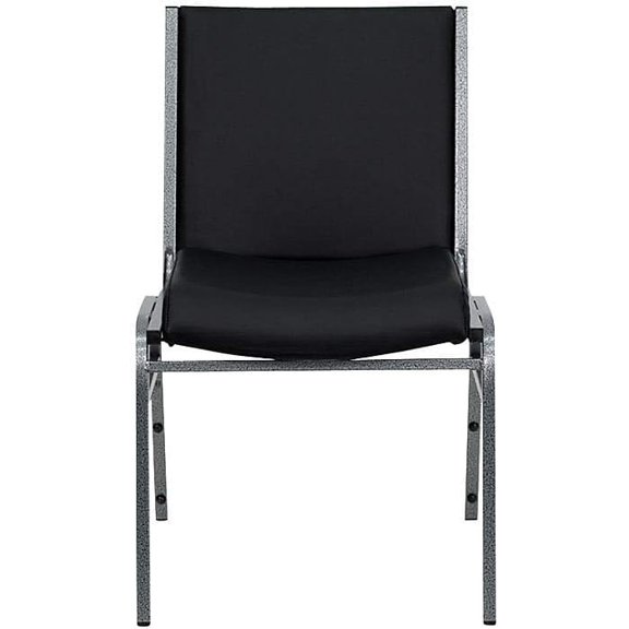 HERCULES Series Heavy Duty Black Vinyl Stack Chair with Ganging Bracket