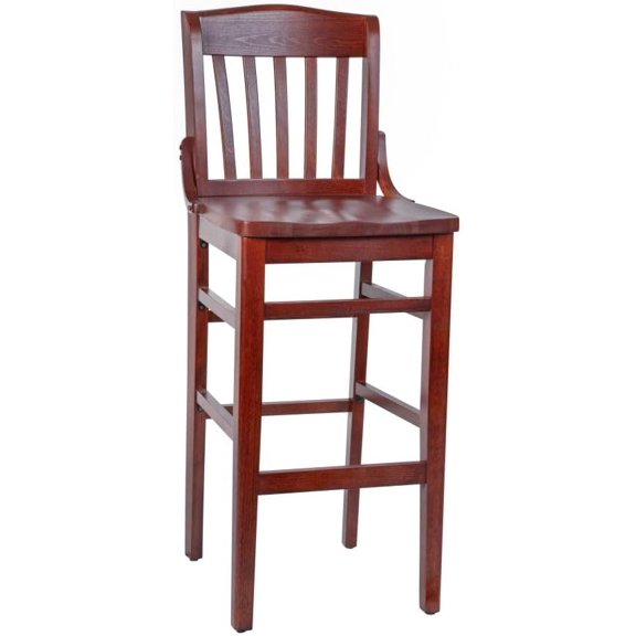 HERCULES Series School House Back Mahogany Wood Restaurant Barstool