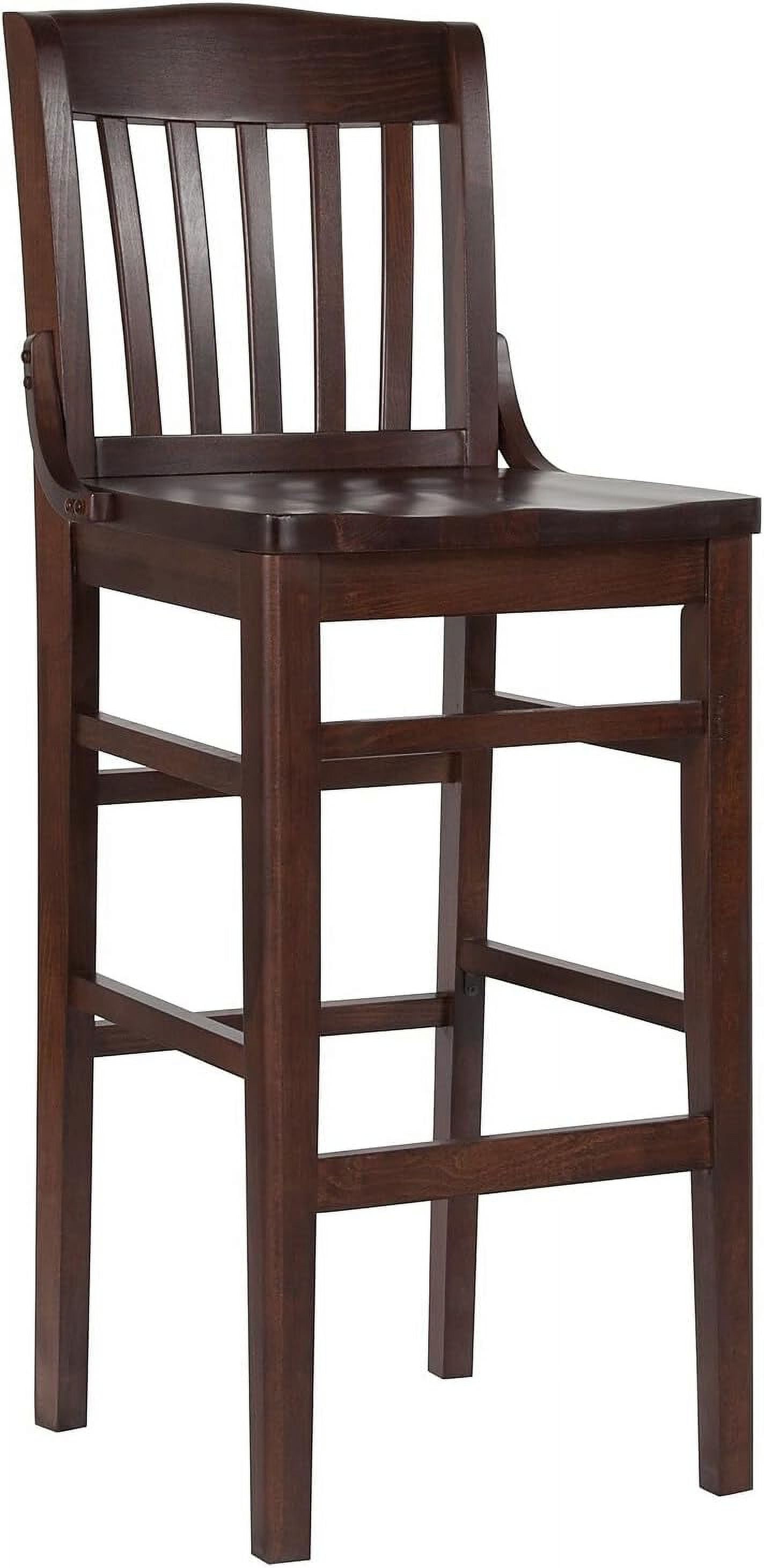 Elegant Walnut Wood School House Back Barstool
