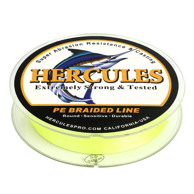 HERCULES Super Cast 1000M 1094 Yards Braided Fishing Line 10 LB Test for Saltwater Freshwater PE Braid Fish Lines Superline 8 Strands - Flourescent Yellow, 10LB (4.5KG), 0.12MM