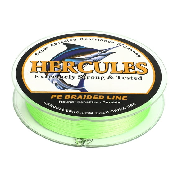 HERCULES Super Cast 1000M 1094 Yards Braided Fishing Line 10 LB Test for Saltwater Freshwater PE Braid Fish Lines Superline 8 Strands - Fluorescent Green, 10LB (4.5KG), 0.12MM