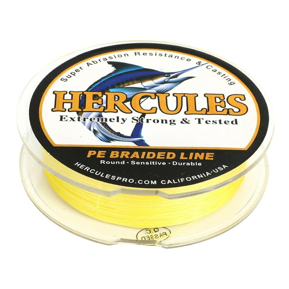 HERCULES Super Cast 100M 109 Yards Braided Fishing Line 60 LB Test for Saltwater Freshwater PE Braid Fish Lines Superline 8 Strands - Yellow, 60LB (27.2KG), 0.40MM