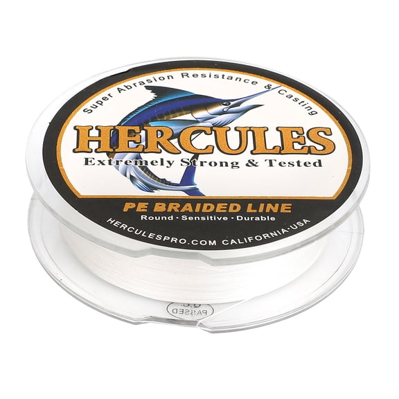 HERCULES Super Cast 100M 109 Yards Braided Fishing Line 80 LB Test for Saltwater Freshwater PE Braid Fish Lines Superline 8 Strands - White, 80LB (36.3KG), 0.48MM