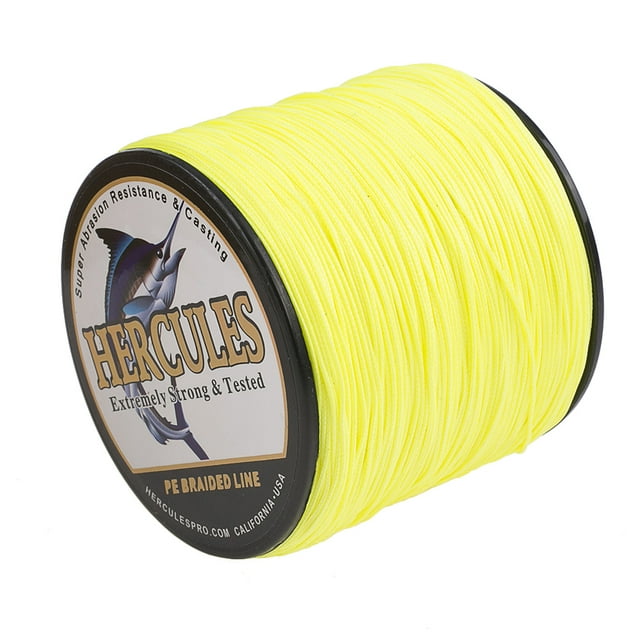 HERCULES Super Cast 300M 328 Yards Braided Fishing Line 120 LB Test for Saltwater Freshwater PE Braid Fish Lines Superline 8 Strands - Fluorescent Yellow, 120LB (54.5KG), 0.58MM