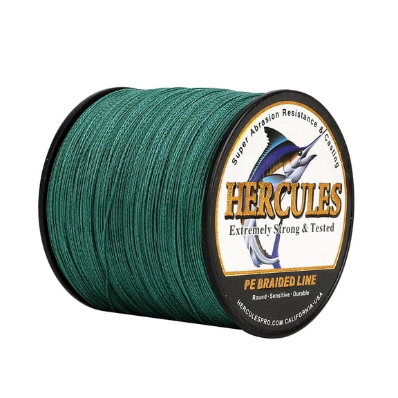 HERCULES Super Strong 1000M 1094 Yards Braided Fishing Line 30 LB Test for Saltwater Freshwater PE Braid Fish Lines 4 Strands - Green, 30LB (13.6KG), 0.28MM