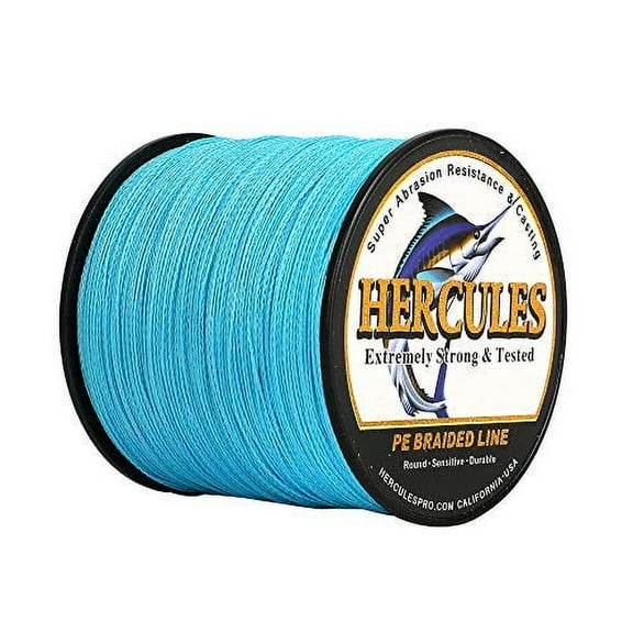 HERCULES Super Strong 1000M 1094 Yards Braided Fishing Line 8 LB Test for Saltwater Freshwater PE Braid Fish Lines 4 Strands - Blue, 8LB (3.6KG), 0.10MM