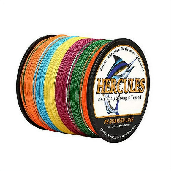 HERCULES Super Strong 1000M 1094 Yards Braided Fishing Line 8 LB Test for Saltwater Freshwater PE Braid Fish Lines 4 Strands - Multicolor, 8LB (3.6KG), 0.10MM