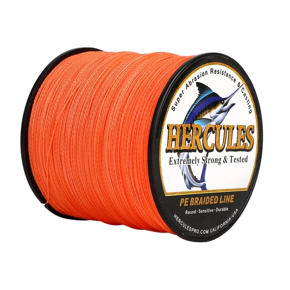 HERCULES Super Strong 300M 328 Yards Braided Fishing Line 70 LB Test for Saltwater Freshwater PE Braid Fish Lines 4 Strands - Orange, 70LB (31.8KG), 0.44MM
