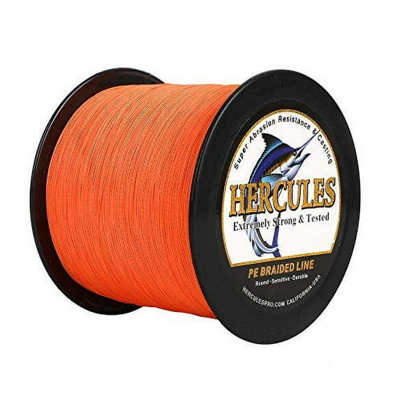 HERCULES Super Strong 500M 547 Yards Braided Fishing Line 8 LB Test for Saltwater Freshwater PE Braid Fish Lines 4 Strands - Orange, 8LB (3.6KG), 0.10MM