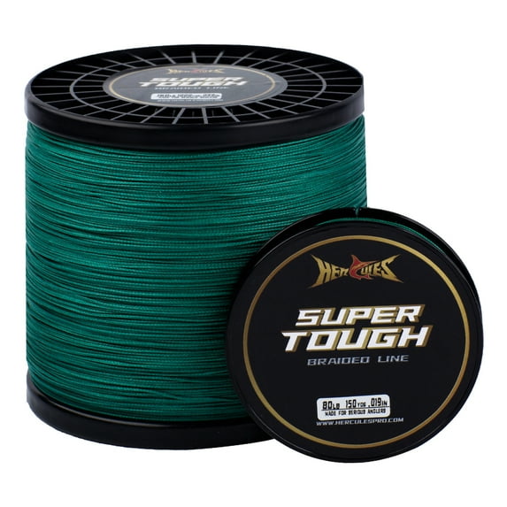 HERCULES Super Tough Braided Fishing Line 4 Strands / 8 Strands, 4lb - 160lb Braid Lines, 150/300/500/1000 Yards for Saltwater 130 pounds test Moss Green 130LB (1000 Yards) - 8 Strands