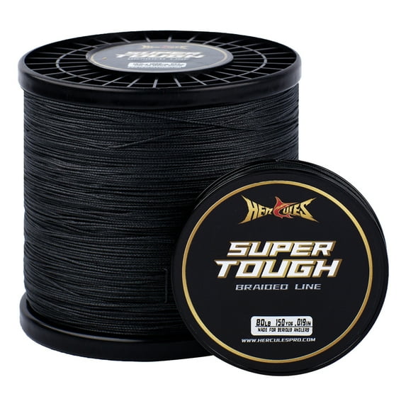 HERCULES Super Tough Braided Fishing Line 4 Strands / 8 Strands, 4lb - 160lb Braid Lines, 150/300/500/1000 Yards for Saltwater 35 pounds test Black 35LB (500 Yards) - 4 Strands