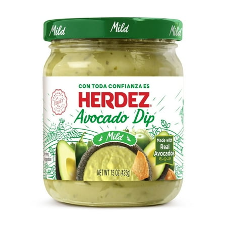 HERDEZ Avocado Dip Mild, Tortilla Chip Dip, Shelf Stable, 15 oz  Glass Jar
