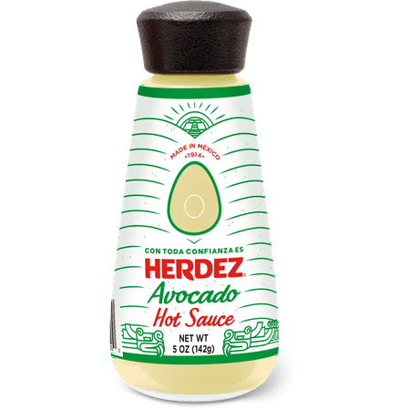 HERDEZ Avocado Hot Sauce, Taco Topping, Shelf Stable, 5 oz Glass Bottle