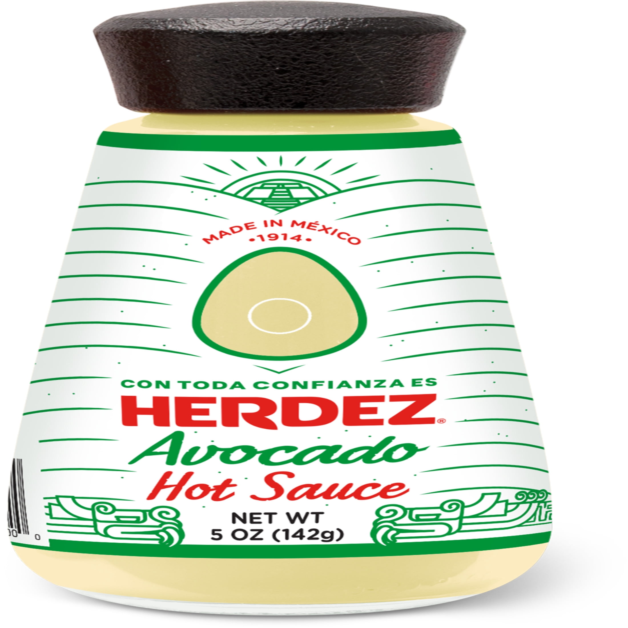 HERDEZ Avocado Hot Sauce, Taco Topping, Shelf Stable, 5 oz Glass Bottle