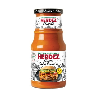 HERDEZ Chipotle Salsa Cremosa Medium, Shelf Stable,15.3 oz Glass Jar