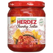 HERDEZ Chunky Salsa Medium, Tortilla Chip Dip, Shelf Stable, 15 oz  Glass Jar