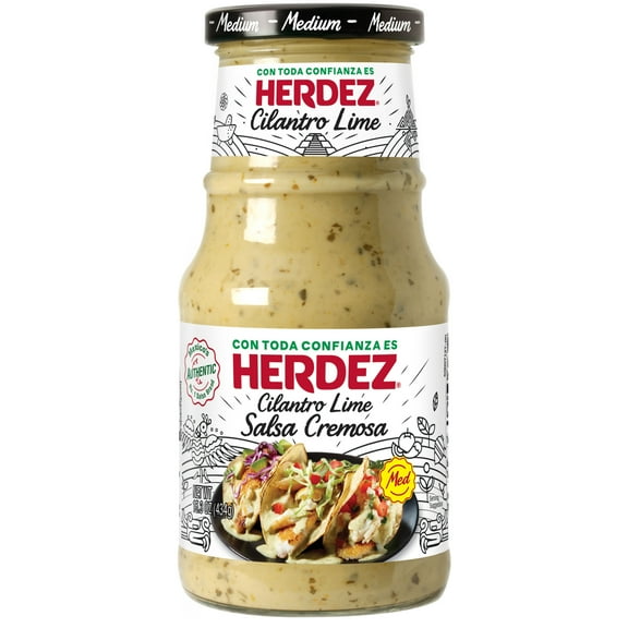HERDEZ, Cilantro Lime Salsa Cremosa, Mexican Sauce, 15.3 oz Jar