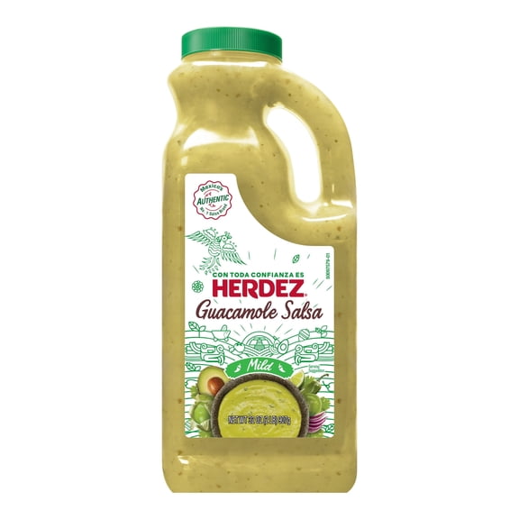 HERDEZ Guacamole Salsa Mild, Tortilla Chip Dip, Shelf Stable, 32 oz Large Plastic Jug