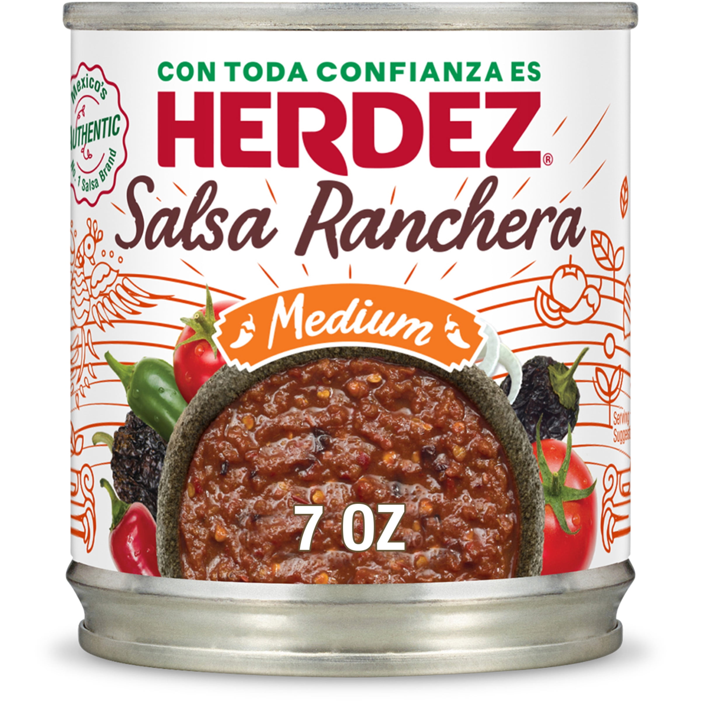 Salsa Ranchero HERDEZ Ranchero Salsa, Regular Medium, 7 oz Aluminum Can - Walmart.com