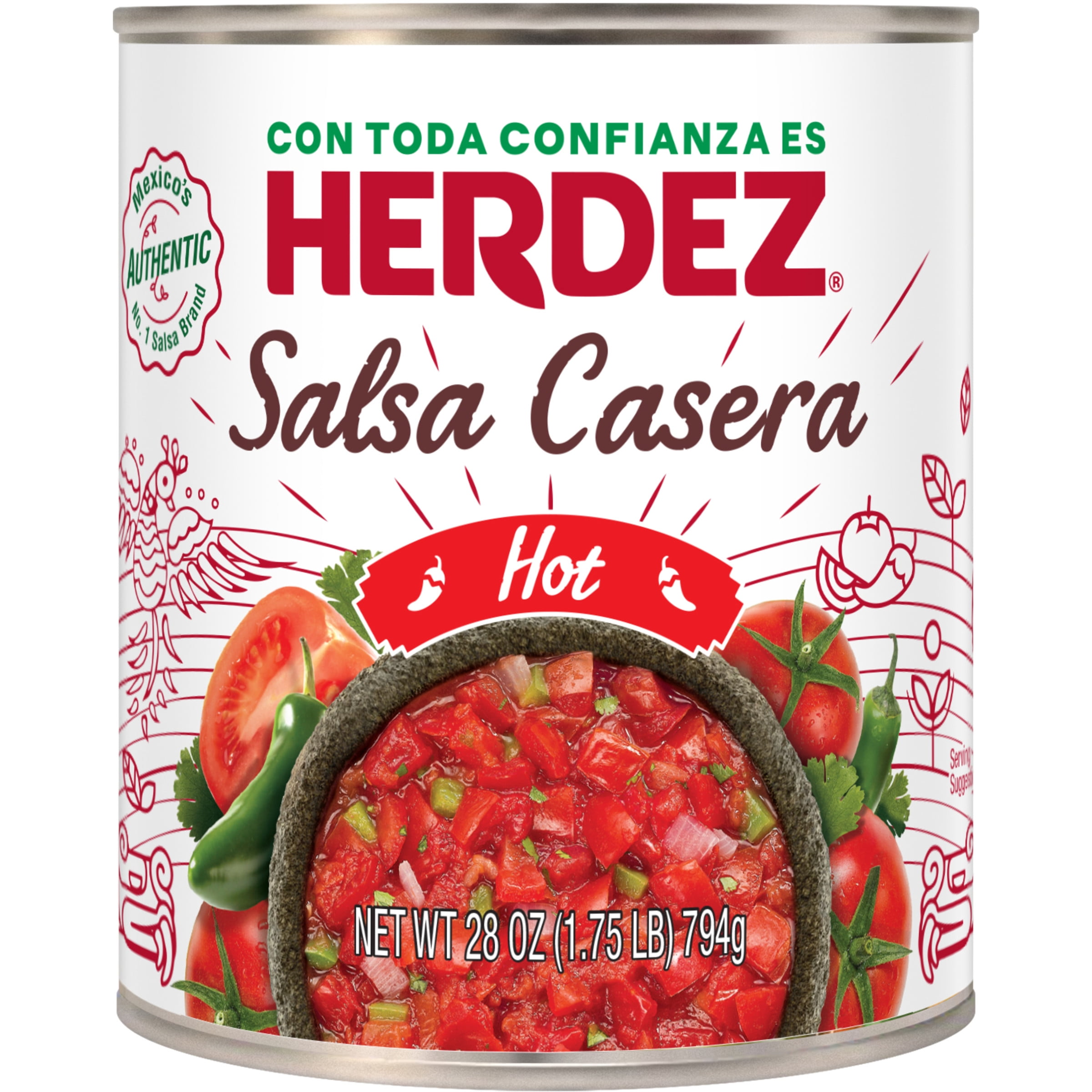 HERDEZ Salsa Casera Hot, 24 oz Can