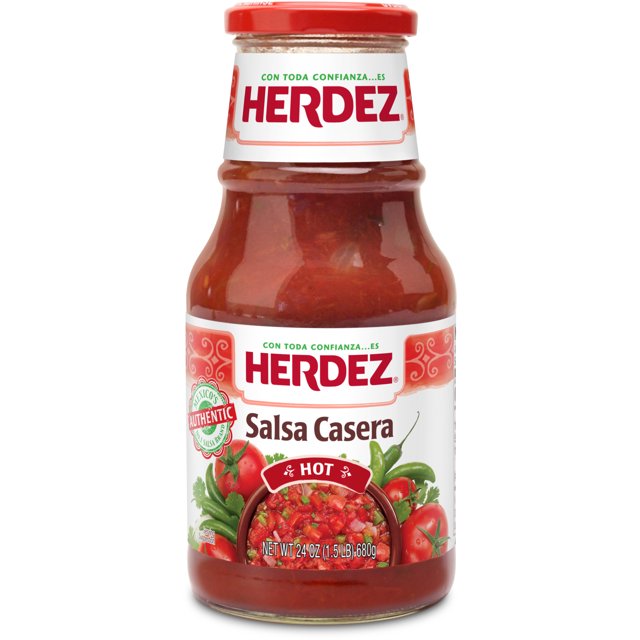 HERDEZ, Salsa Casera, Mexican Salsa, Tortilla Chip Dip, Hot, 16 oz Jar