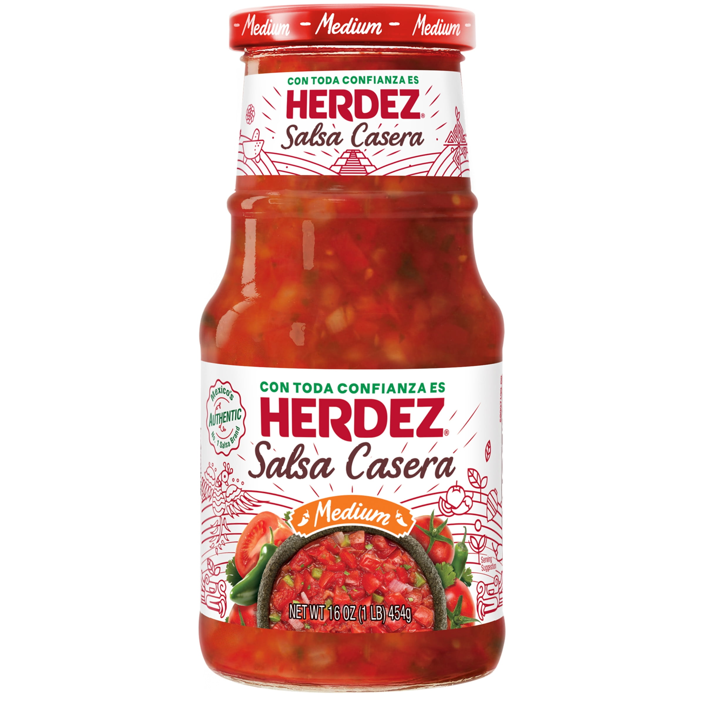 HERDEZ, Salsa Casera, Mexican Salsa, Tortilla Chip Dip, Medium, 16 oz