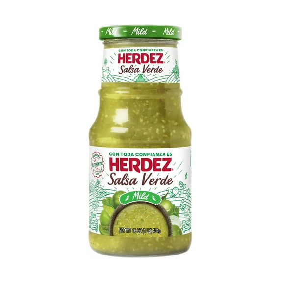 HERDEZ Salsa Verde Mild, Tortilla Chip Dip, Shelf Stable, 16 oz Glass Jar