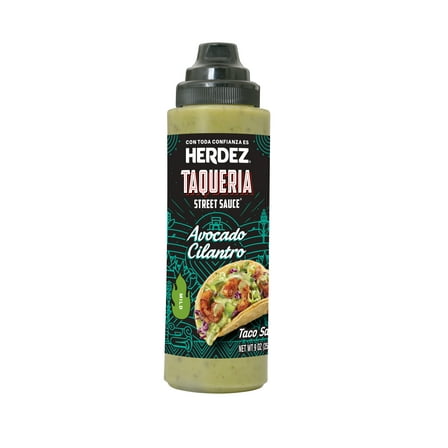 HERDEZ TAQUERIA STREET SAUCE Avocado Cilantro Mild Taco Sauce, Shelf Stable, 9 oz Plastic Bottle