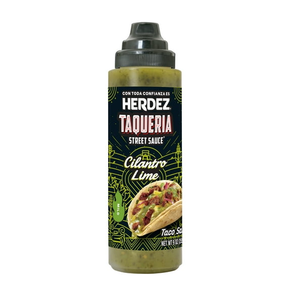 HERDEZ TAQUERIA STREET SAUCE Cilantro Lime Mild Taco Sauce, Shelf Stable, 9 oz Plastic Bottle