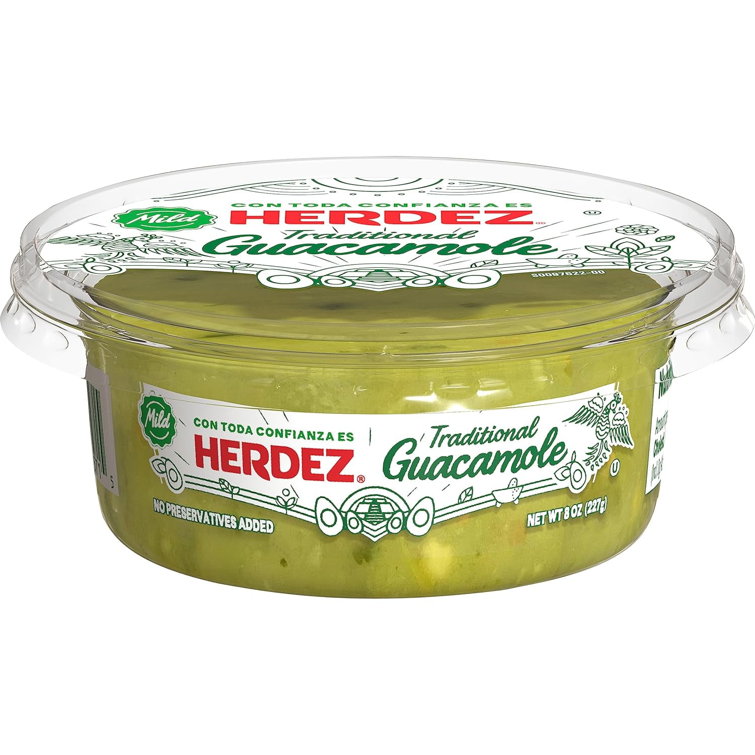 HERDEZ Traditional Guacamole, Mild, 8 oz Tub  Gluten Free, Kosher, Authentic Mexican, Creamy & Fresh Avocado Dip for Snacking