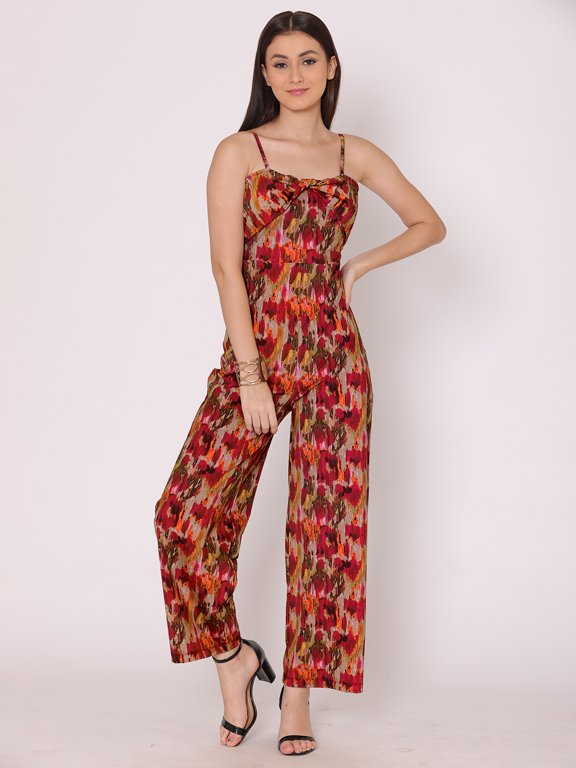 Women's Printed Jump Suit Dress Sleeveless Casual Strappy Summer Wear Slip On Attched Top And Bottom Set