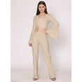 thumbnail image 1 of HERE&NOW Women's Solid Co-Ord Set Dress Long Bell Sleeves Summer Top And Bottom Casual Summer Wear Top Lower Set, 1 of 7