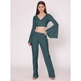 thumbnail image 1 of HERE&NOW Women's Solid Co-Ord Set Dress Long Bell Sleeves Summer Top And Bottom Casual Summer Wear Top Lower Set, 1 of 7