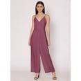 thumbnail image 1 of HERE&NOW Women's Solid Jump Suit Dress Ankle Length Strappy Deep Neck Summer Wear Slip On Attched Top And Bottom Set, 1 of 7