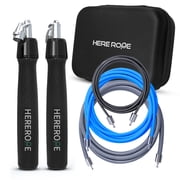 HEREROPE Weighted Jump Rope for Men Women Interchangeable 1/6lb 1/4lb 1/2lb Heavy Jump Rope- Adjustable Length, Tangle Free, Smooth Ball Bearing, Anti-slip Grip, Skipping Rope for Weight Loss