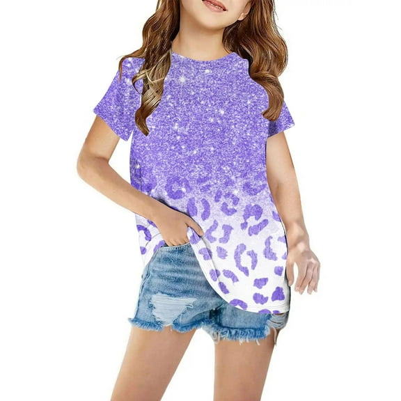 HERESOM Girls Summer T Shirt Top Short Sleeve Printed Round Neck Crop Top Girls And Boy Fashion Shirts Tee 3T-12Y