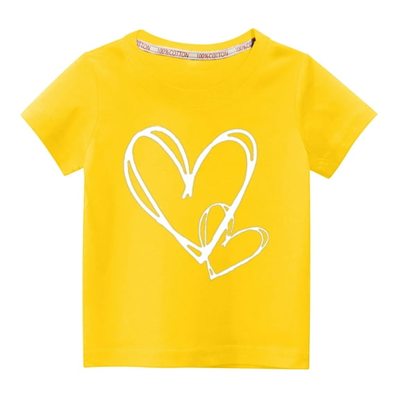 HERESOM Shirts for Girls Short Sleeve Top Summer Fashion Casual Toddler Kids Boys Girls Cute Round Neck Print,3T-10Y