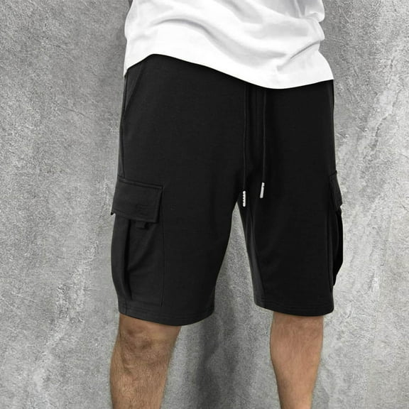 HERESOM Shorts for Men Drawstring Stretch Waist Lightweight Cargo Short Casual Beach Shorts Multi Pockets