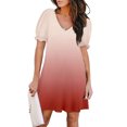 thumbnail image 1 of HERESOM Women Plus Size Sun Dresses Women Casual Summer Gradient Print Short Sleeve Dress With Pocket Beach Dresses, 1 of 6