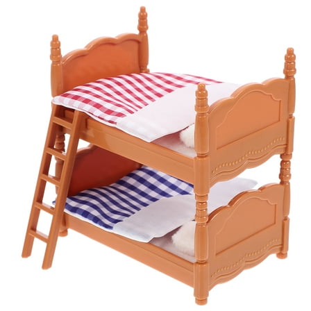 HERFIER 1:12 Handmade Mini Bunk Bed for Dollhouse Bedroom Furniture
